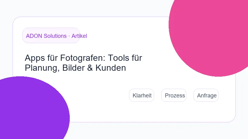 Tool-Stack für Fotografen mit Kalender, Bildbearbeitung und Kundenverwaltung