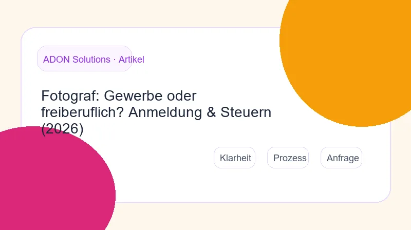 Vergleichstabelle Fotograf freiberuflich oder Gewerbe auf dem Bildschirm