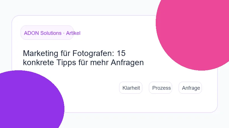 Marketing-Plan für Fotografen mit Website, Anzeigen und Anfrageprozess