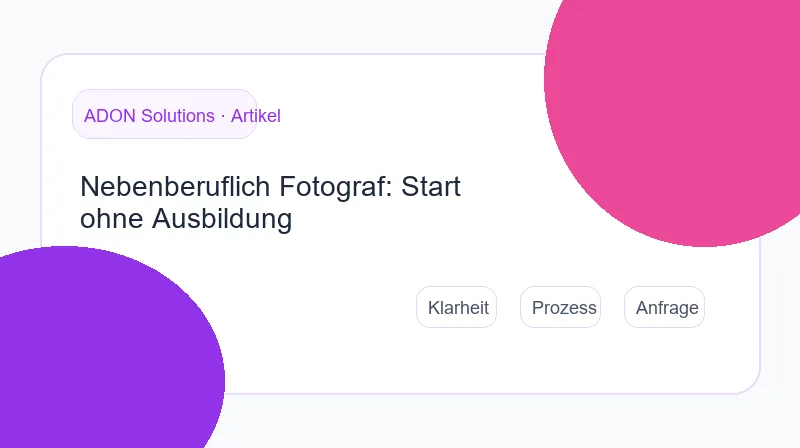 Nebenberuflicher Fotograf plant erste bezahlte Shootings