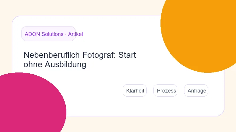 Fahrplan vom Hobbyfotograf zum nebenberuflichen Fotobusiness