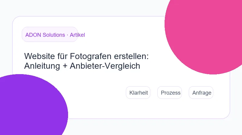 Beispiel-Layout einer Website für Fotografen mit Portfolio und Anfrageformular